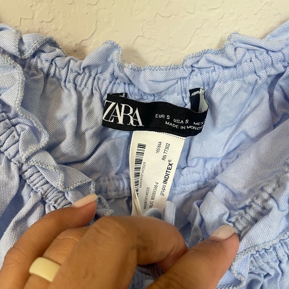 Zara Light Blue Ruffle Top - Picture 5 of 6